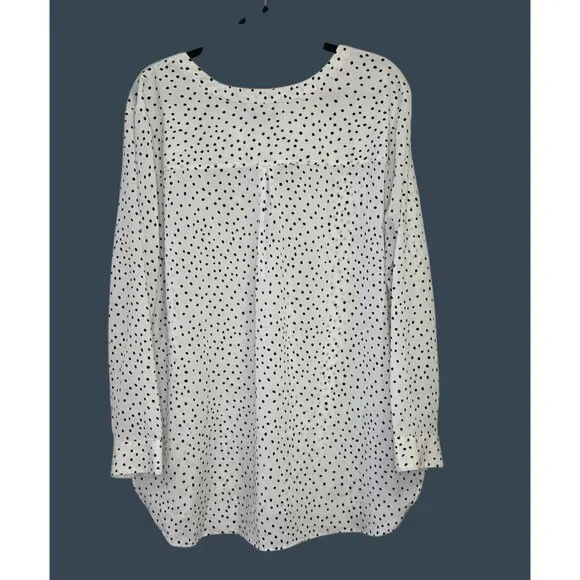 Talbots Women's 2x White Black Polka Dot Blouse Flowy Business Professional - Picture 3 of 9